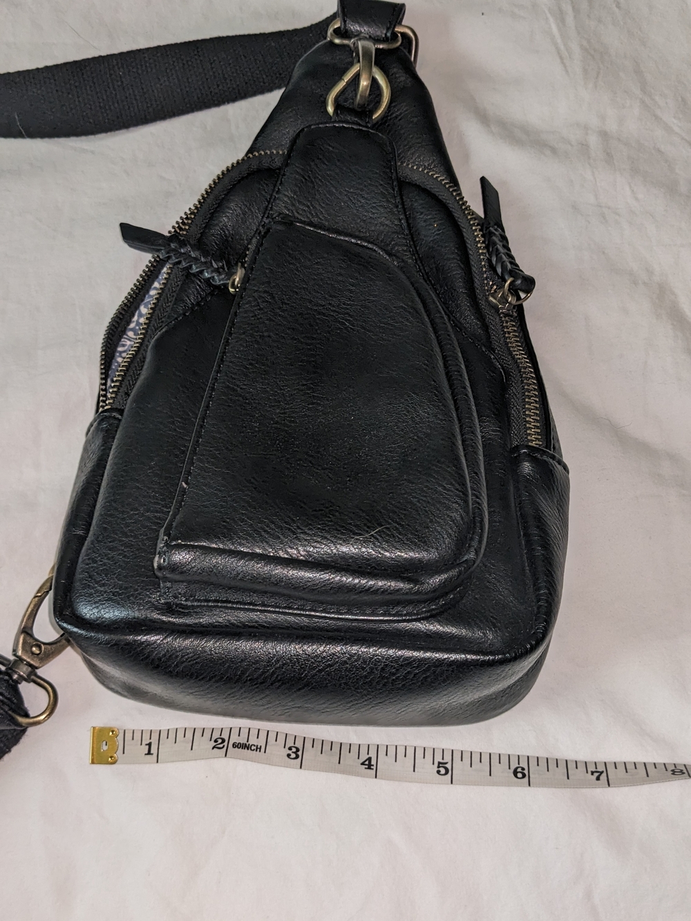 Black Faux Leather Crossbody Sling Bag - Picture 5 of 6